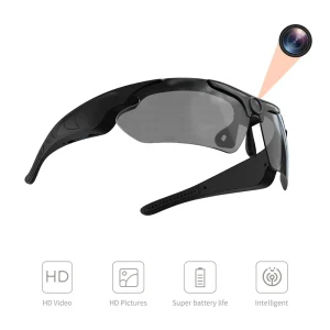 1080P Full HD Camera Sunglasses, Mini DV Sports Glasses with 120° Wide-Angle Lens